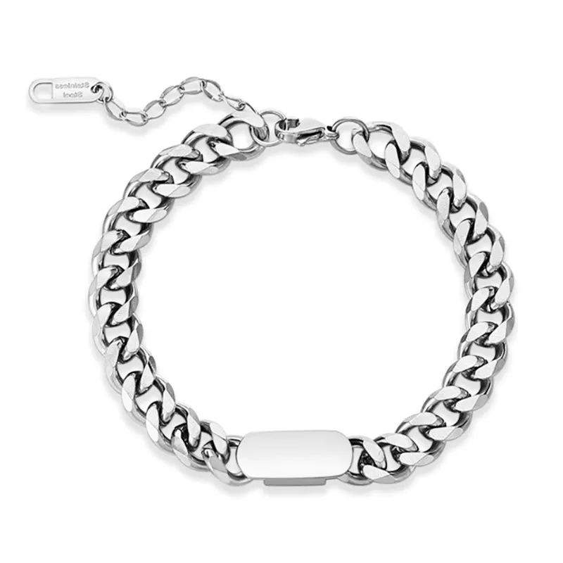 Antonios Cuban Stainless Steel Bracelet Men