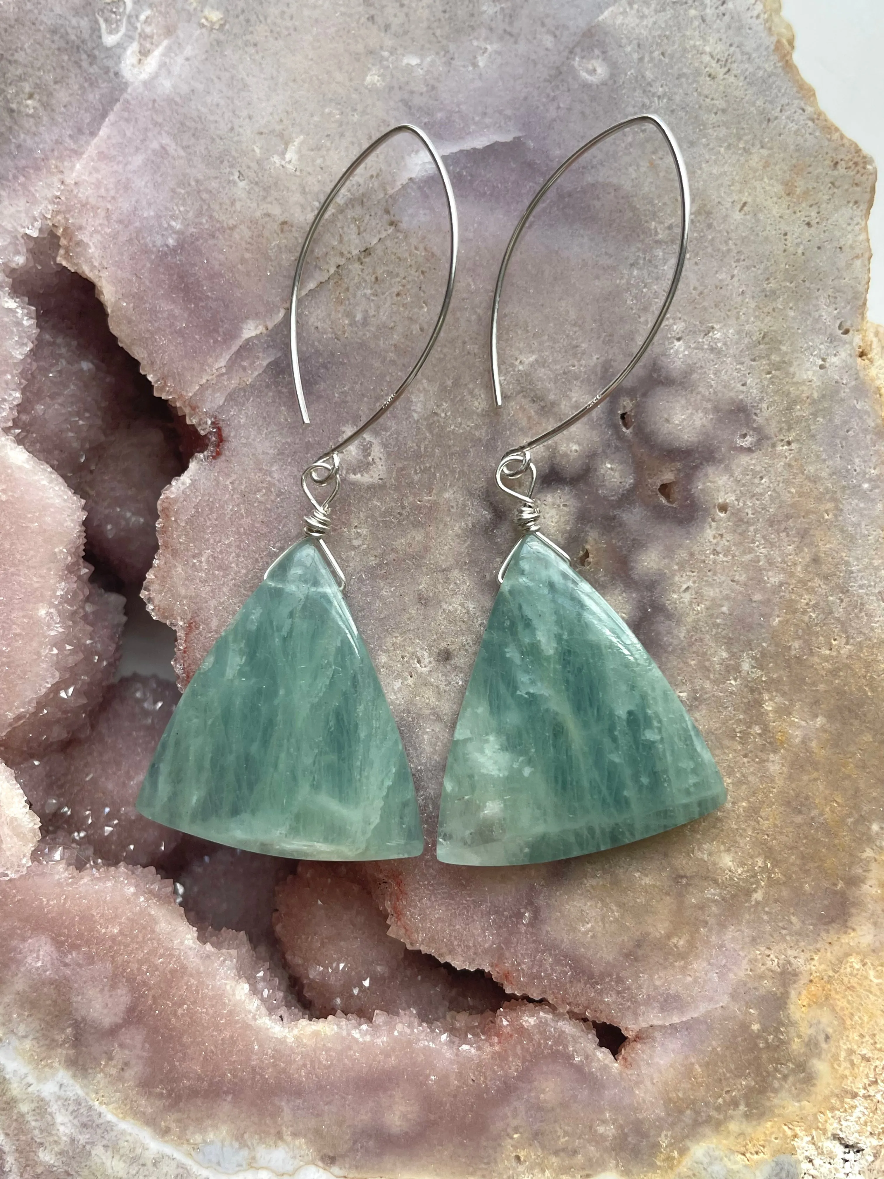 Aquamarine Statement Earrings Sterling Silver