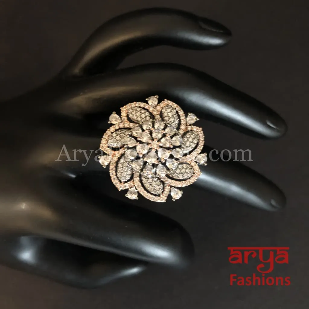 Avira Cubic Zirconia Victorian Flower Ring