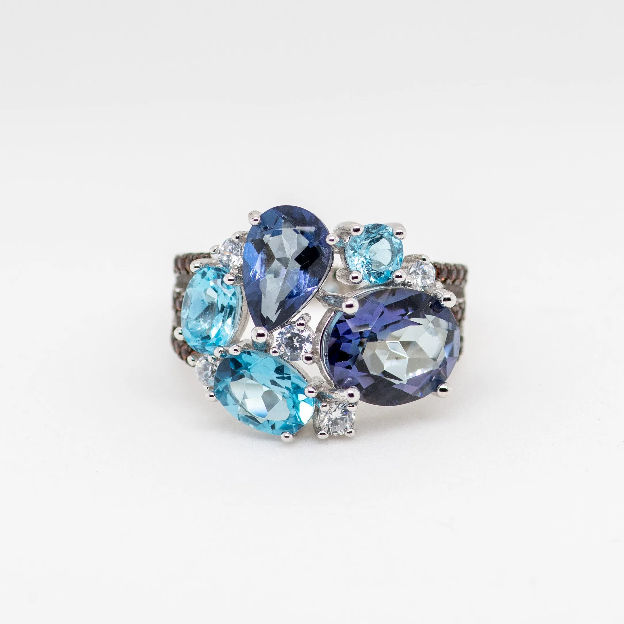 Azura Mystic Quartz Swiss Blue Topaz Ring in Sterling Silver