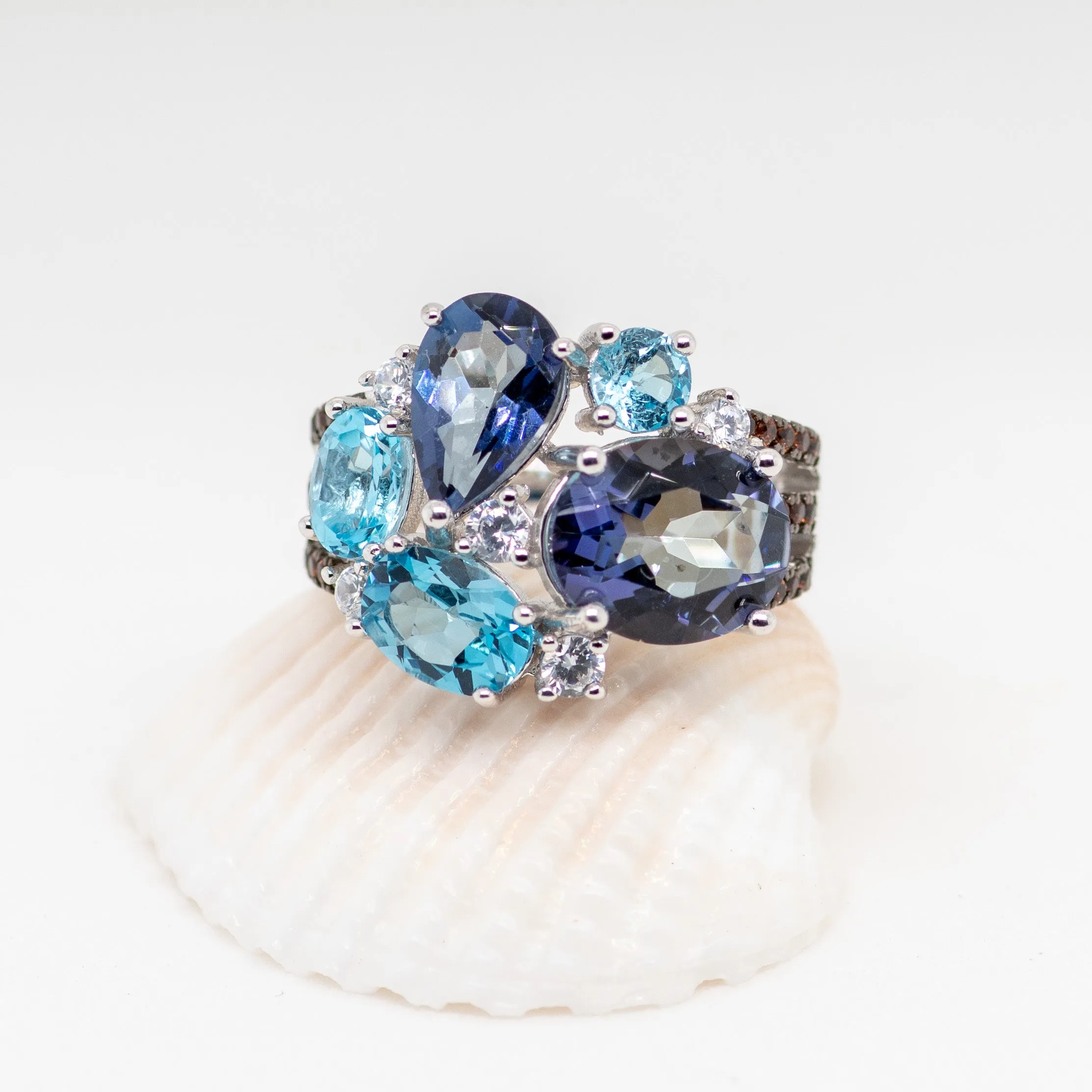 Azura Mystic Quartz Swiss Blue Topaz Ring in Sterling Silver