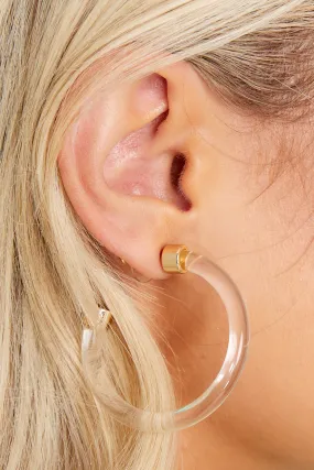 Bare Necessities Clear And Gold Hoop Earrings