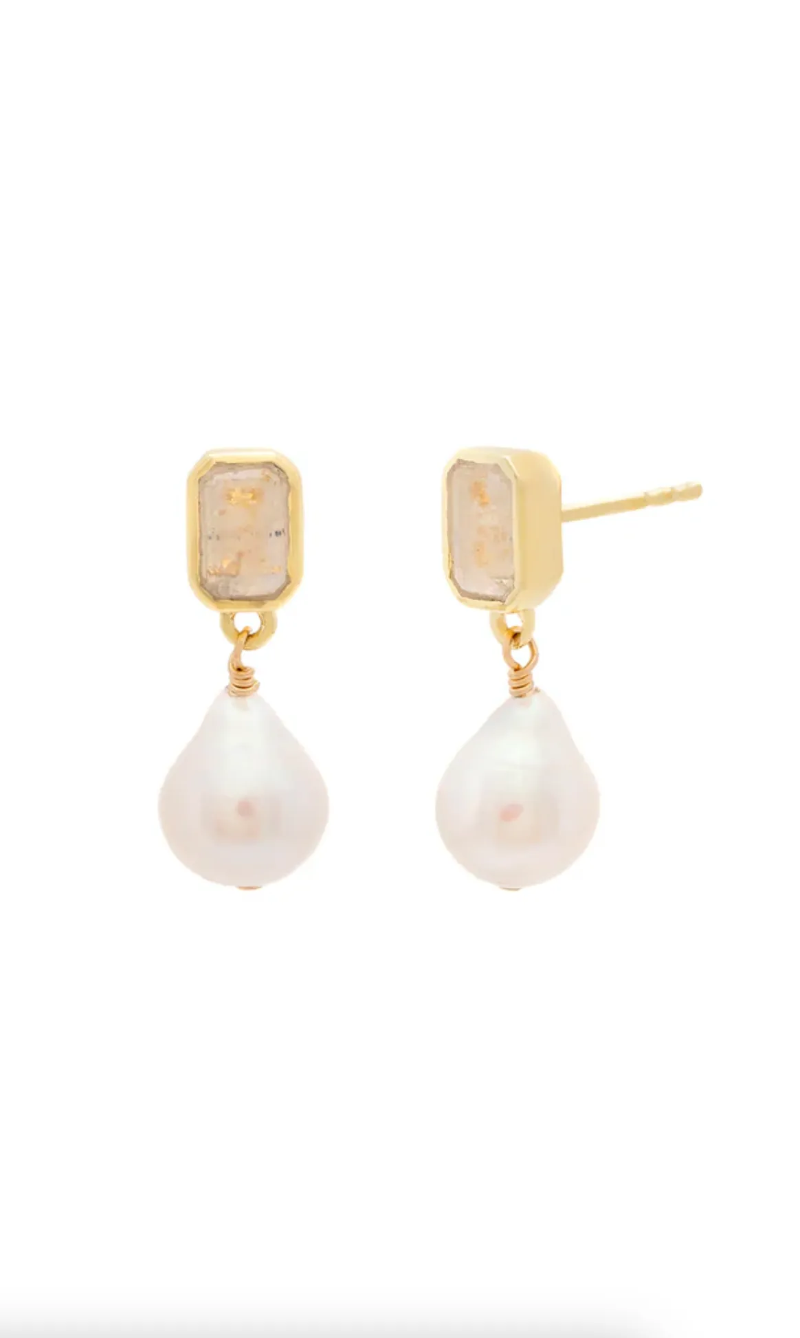 Baroque Pearl & Moonstone Petite Drop Earrings