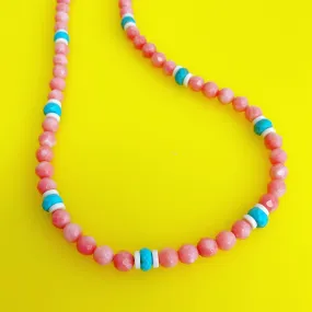 BEADazzled | Coral and Turquoise Beaded Necklace