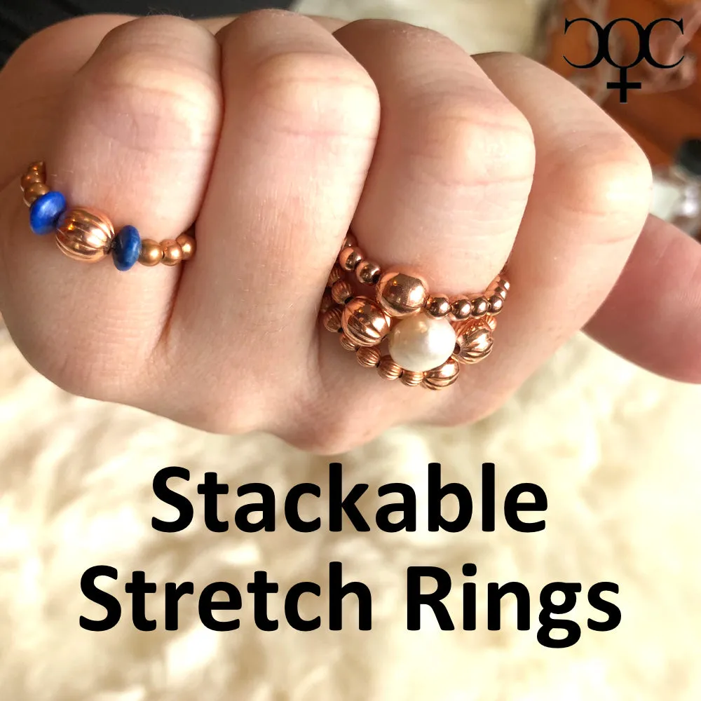 Beaded Copper Rings 3mm Beaded Copper Elastic Stretch Rings Pure Copper Healing Finger Ring Toe Ring