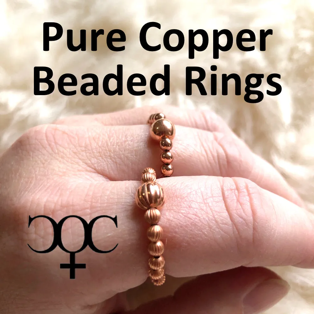 Beaded Copper Rings 3mm Beaded Copper Elastic Stretch Rings Pure Copper Healing Finger Ring Toe Ring