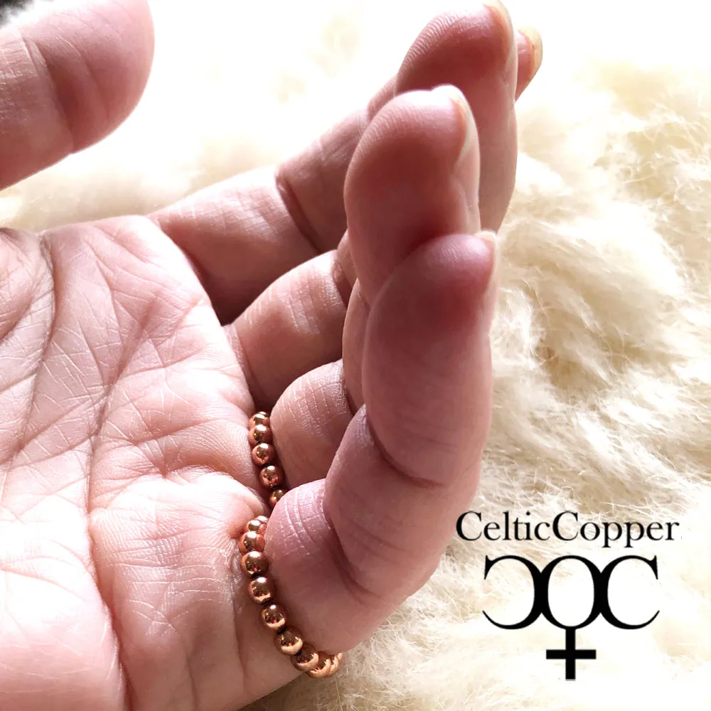 Beaded Copper Rings 3mm Beaded Copper Elastic Stretch Rings Pure Copper Healing Finger Ring Toe Ring