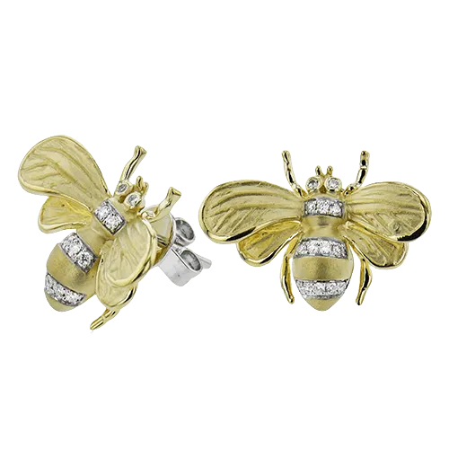 Bee Stud Earrings in 18k Gold with Diamonds