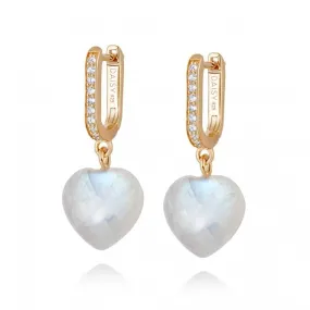 Beloved Moonstone Heart Drop 18ct Gold Plated Earrings JE04_GP