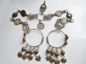 Berber Silver Hoop Earrings with Headpiece from Morocco Anti Atlas Ouarzazate