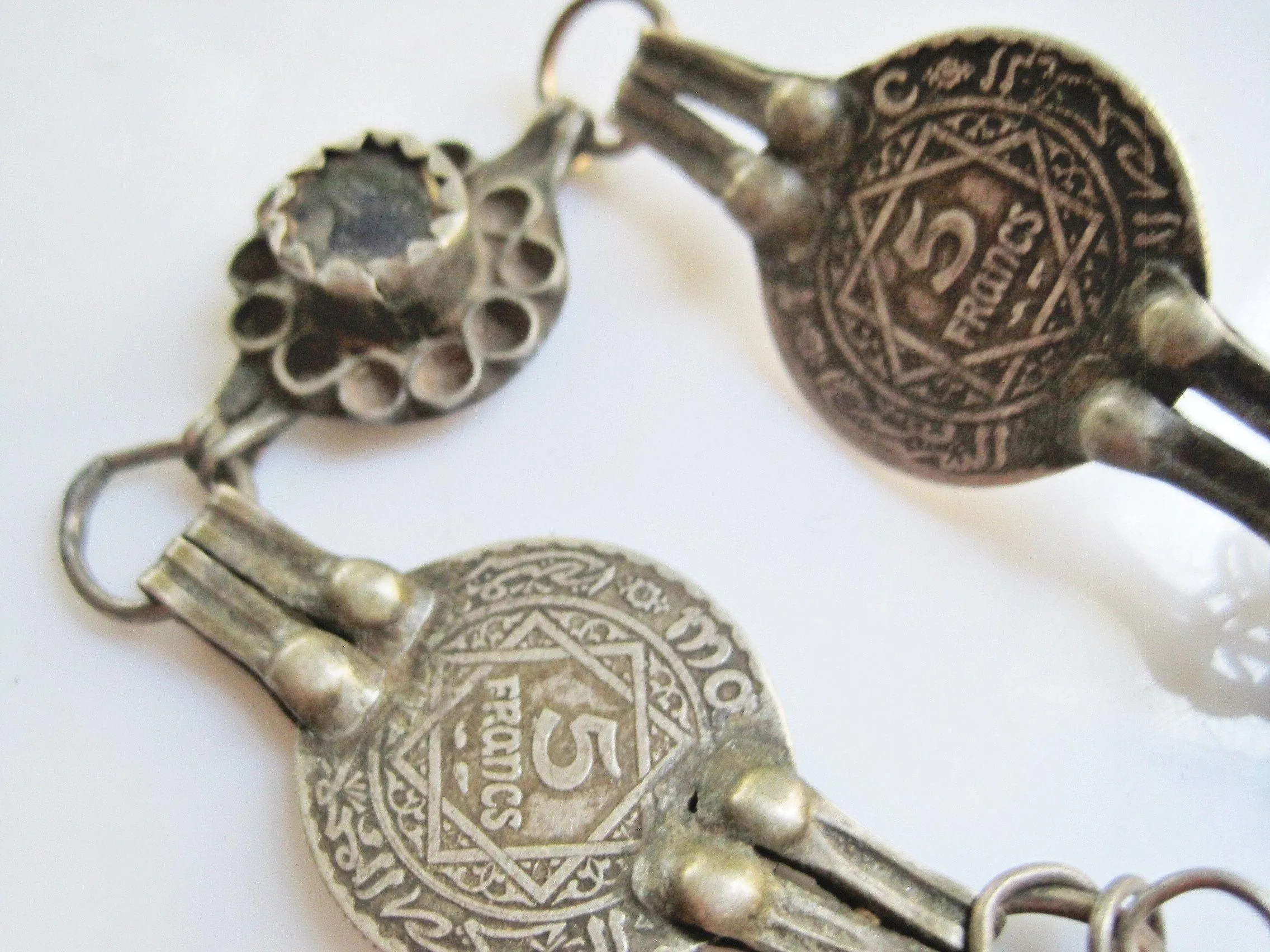 Berber Silver Hoop Earrings with Headpiece from Morocco Anti Atlas Ouarzazate