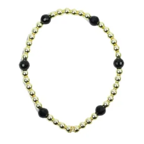 Black & Gold Beaded Stretch Bracelet