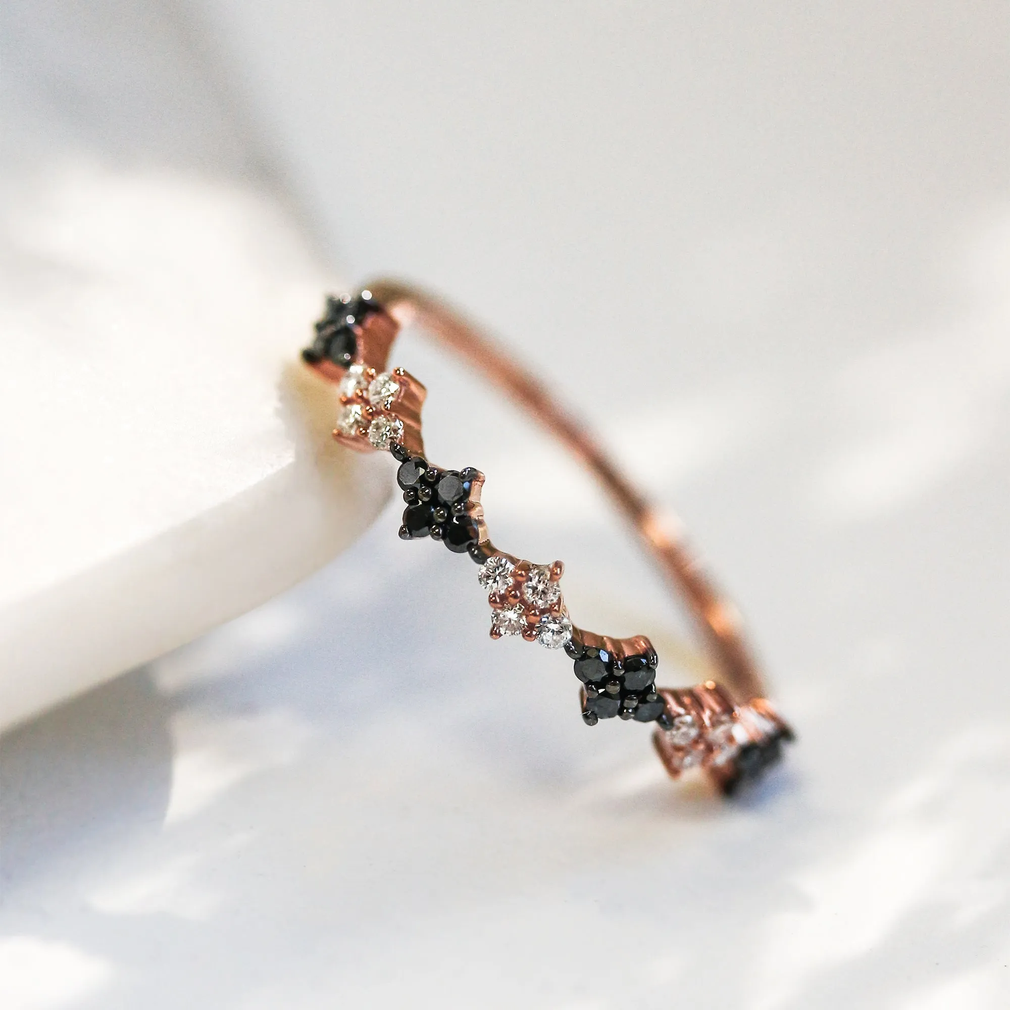 Black and White Diamond Rose Gold Ring