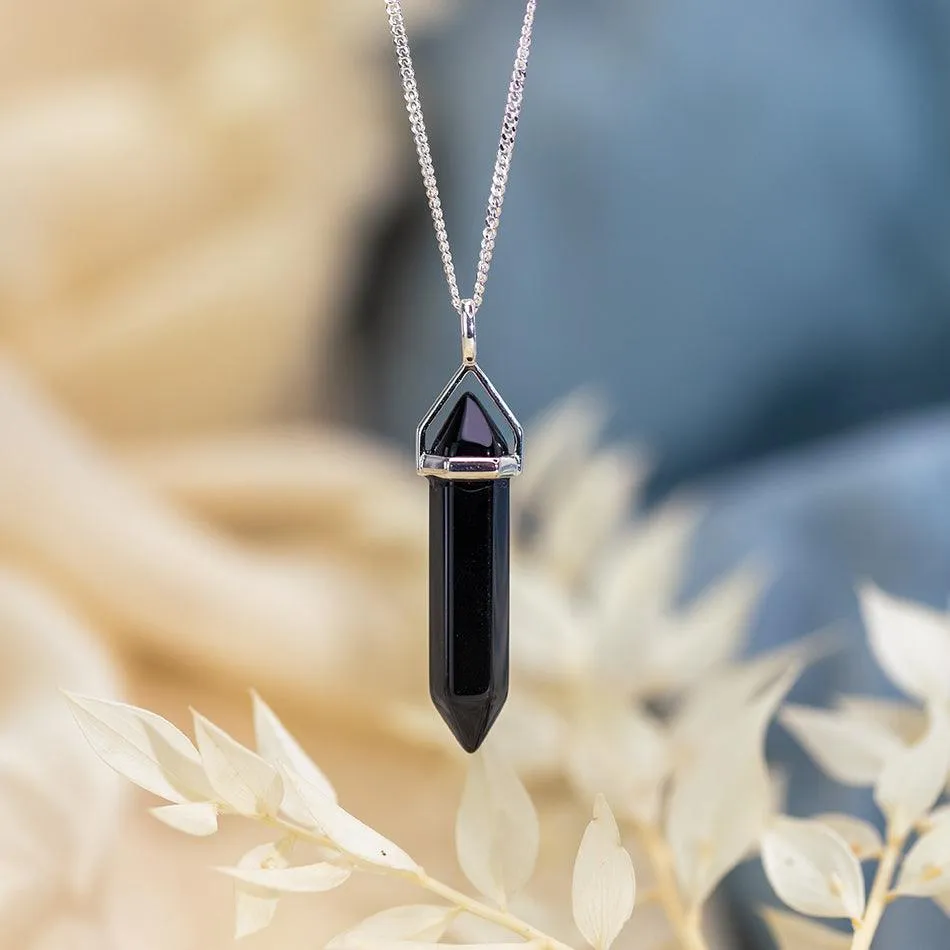 Black Obsidian Sterling Silver Point Pendant