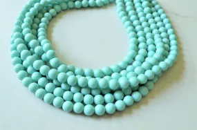 Blue Green Acrylic Lucite Bead Chunky Multi Strand Statement Necklace - Alana