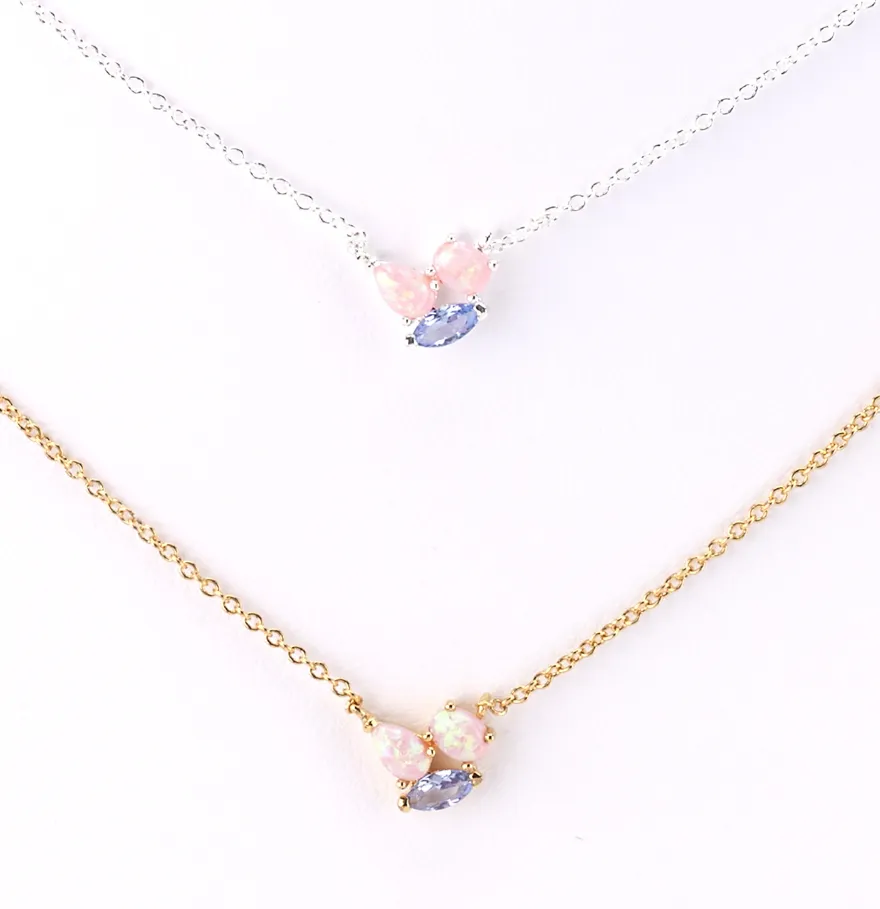 Blue Topaz Opal Delicate Necklace