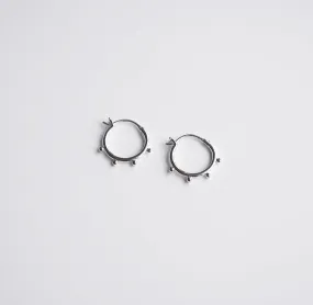 Boho Ball Thin Small Hoop .925 Sterling Silver Earrings