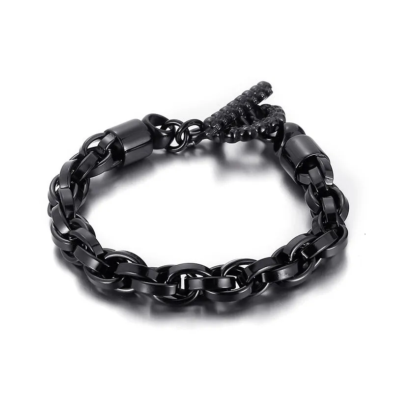 Bold Skull OT Buckle Titanium Steel Men's Bracelet - Planderful Collection