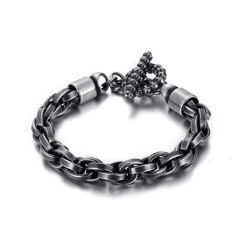 Bold Skull OT Buckle Titanium Steel Men's Bracelet - Planderful Collection