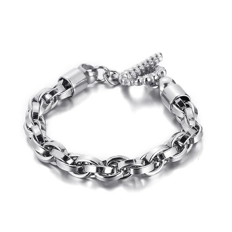 Bold Skull OT Buckle Titanium Steel Men's Bracelet - Planderful Collection