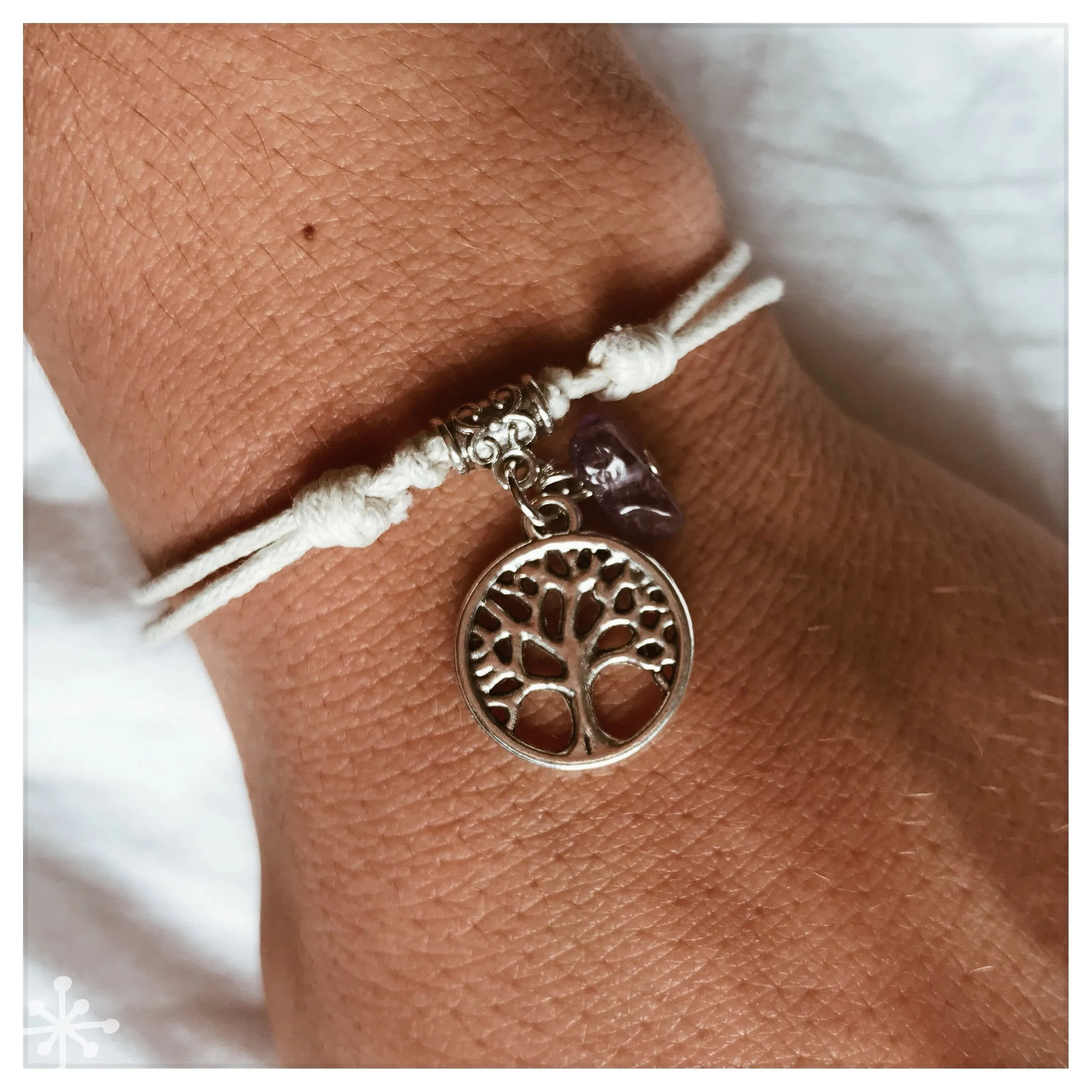 Bracelet Sliding Knots Tree of Life with Amethyst