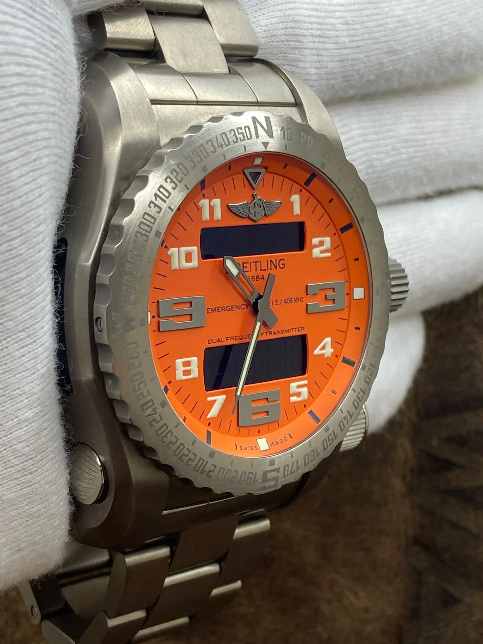 Breitling Emergency 51mm Titanium E76325 Orange Dial SuperQuartz Men's Watch