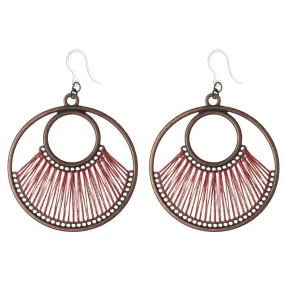 Bronze String Hoop Dangles Hypoallergenic Earrings for Sensitive Ears Made with Plastic Posts