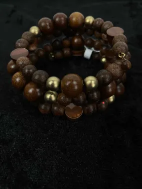 Browns Wood Beaded Wrap Bracelet