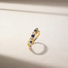 Bubbly Crossover Sapphire and Diamond Ring