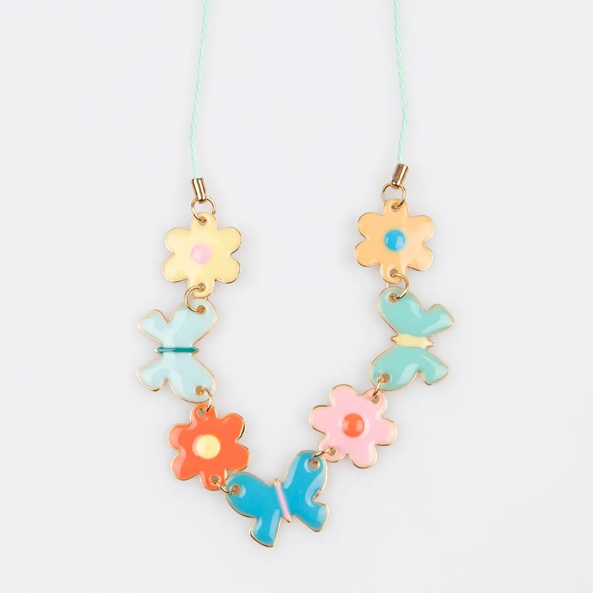 Butterflies & Flowers Enamel Charm Necklace