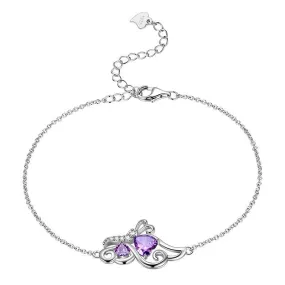 Butterfly Birthstone February Amethyst Bracelet Women Girls Jewelry Birthday Gift 925 Sterling Silver