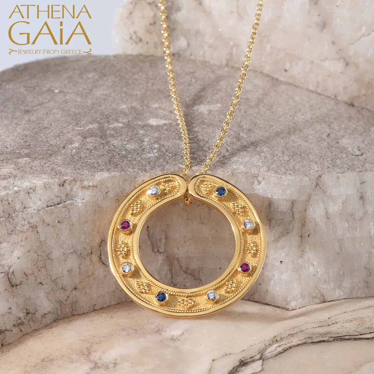 Byzantine Embroidery Circle Pendant with Necklace (Small)