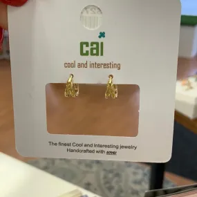 CAI Gold Mini Double Hoop Huggie Earring