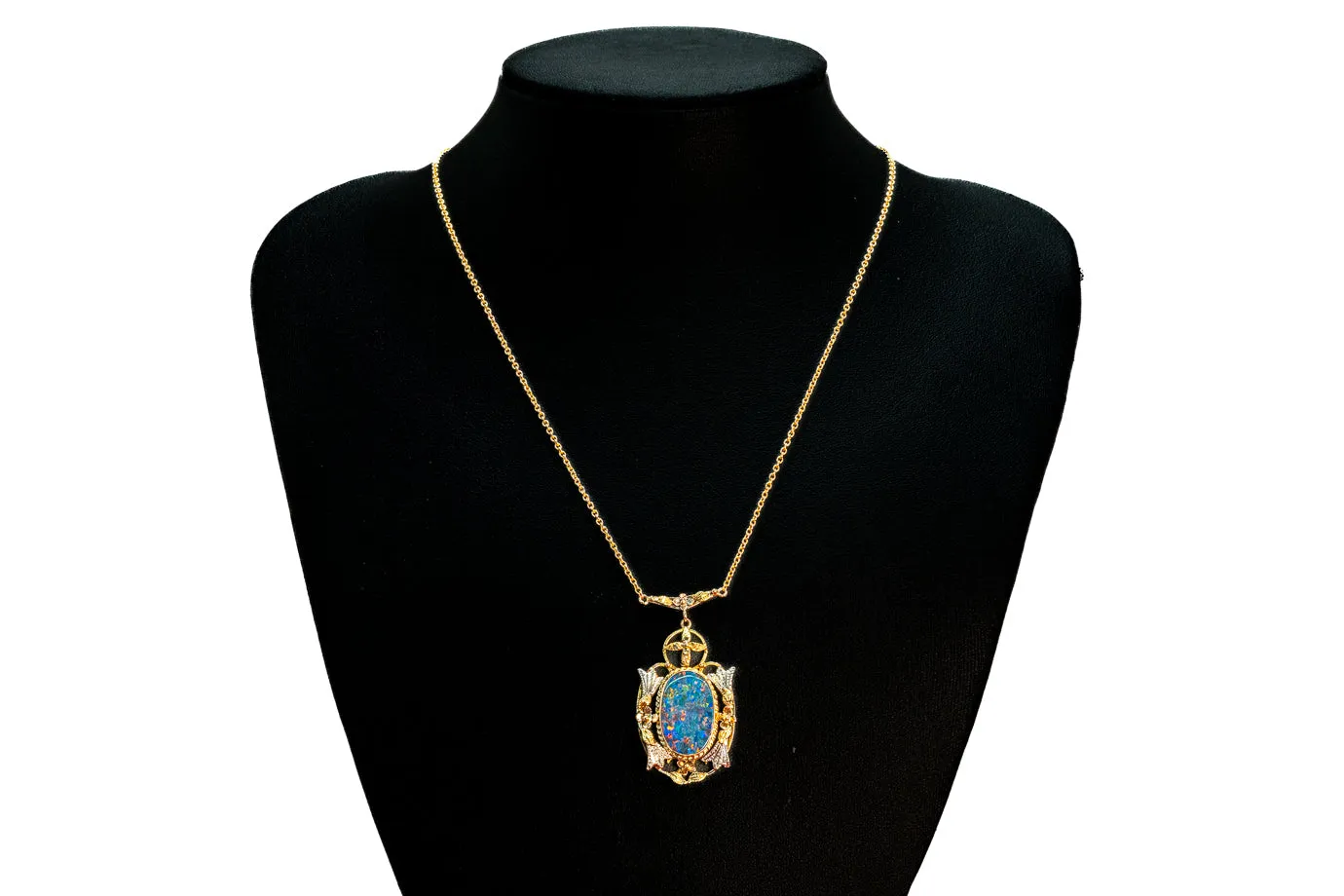 Captivating Yellow Gold Opal Doublet Necklace