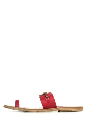 Chanel Red Toe Ring CC Chain Sandals sz 39.5C