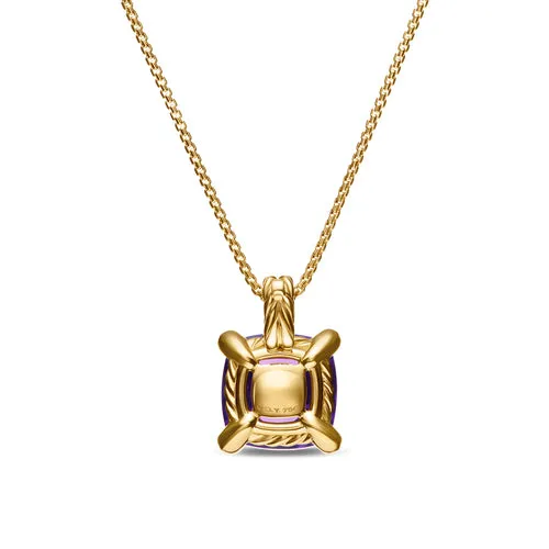 Chatelaine Pendant Necklace in 18K Yellow Gold with Amethyst and Diamonds, 11mm