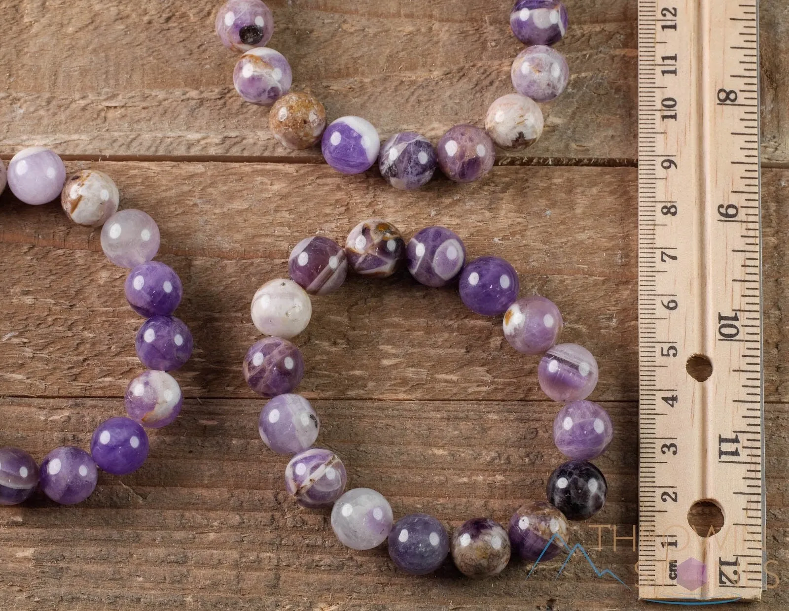 CHEVRON AMETHYST Crystal Bracelet - Round Beads - Beaded Bracelet, Birthstone Bracelet, Handmade Jewelry, Healing Crystal Bracelet, E0607