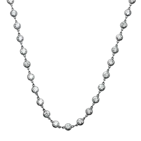 Christopher Designs Platinum Round Diamond Bezel Strand Necklace