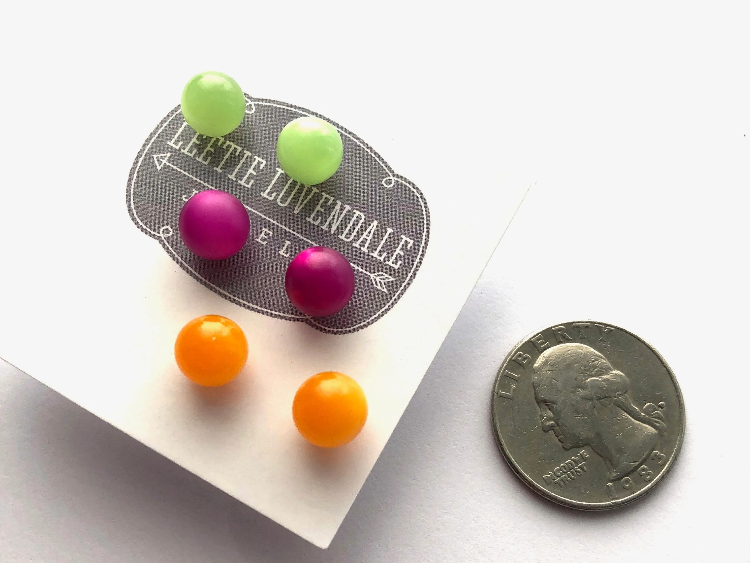 Citrus Mix Stud Earring Set | 8mm Vintage Lucite Triple Studs Set