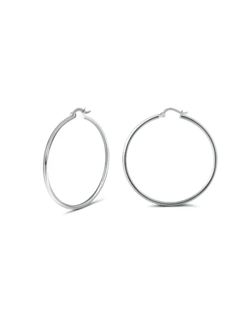 Classic Plain Hoop Earrings, .925 Sterling Silver Nickel Free Hypoallergenic Luxury Thin Hoop Earrings