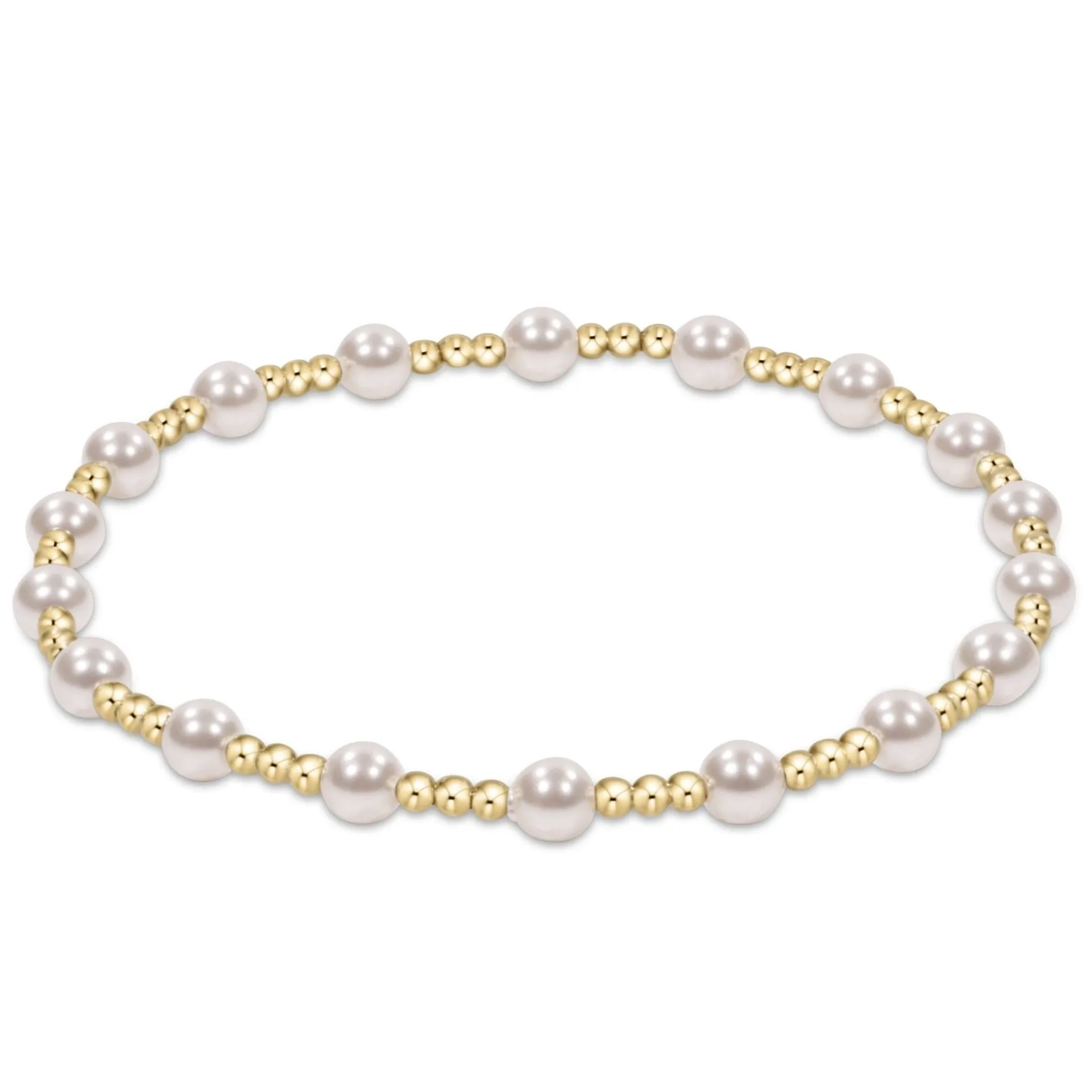 Classic Sincerity Pattern 4mm Bead Bracelet - Pearl