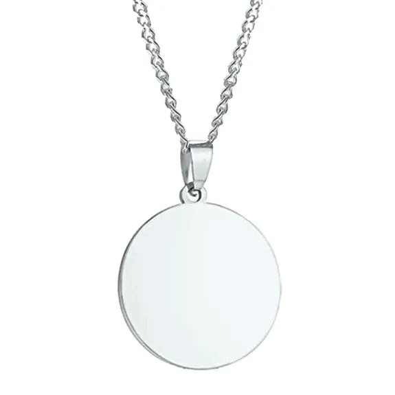 Classy Men Round Silver Pendant Necklace