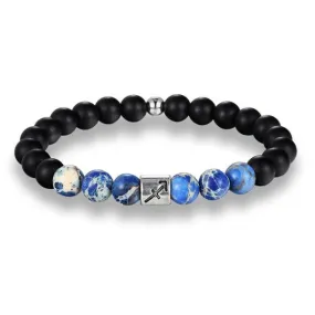 Classy Men Sagittarius Blue Beaded Zodiac Bracelet