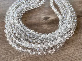 Clear Faceted Beaded Acrylic Multi Strand Chunky Statement Necklace - Evelyn