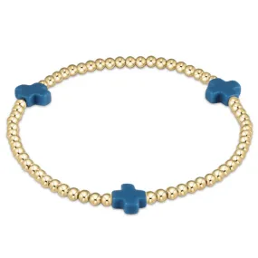 Cobalt Signature Cross Gold Pattern 3mm Bead Bracelet