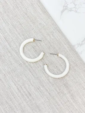 Color Pop Enamel Hoop Earrings - Ivory