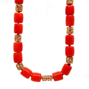 Coral and 18k Yellow Gold Necklace