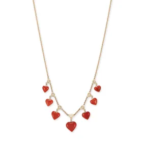 CORAL HEARTS   DIAMOND SHAKER NECKLACE