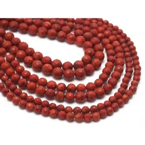 Coral (Sponge) Faceted Rounds 8mm, 10mm, 12mm Strand