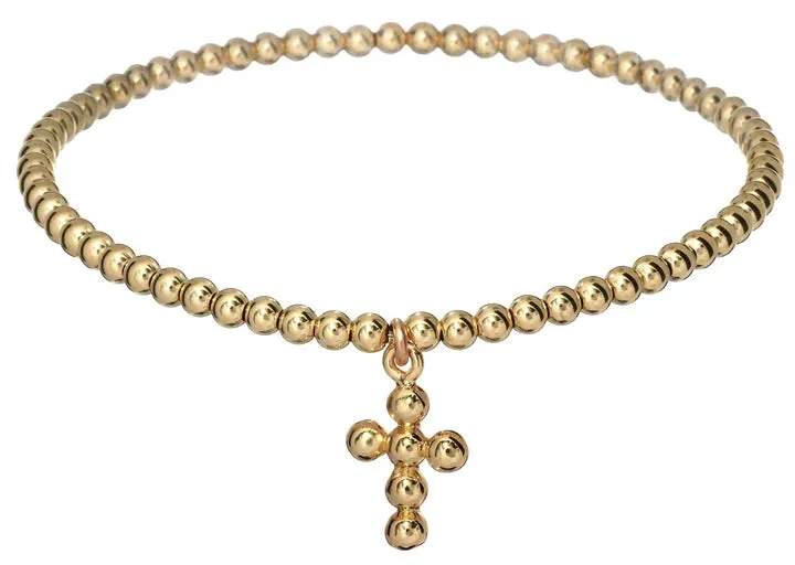 Cross 14K Gold Filled Beaded Bracelet